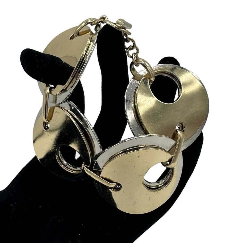 Nine West Silver Gold Circle Hoop Toggle‎ Bracelet